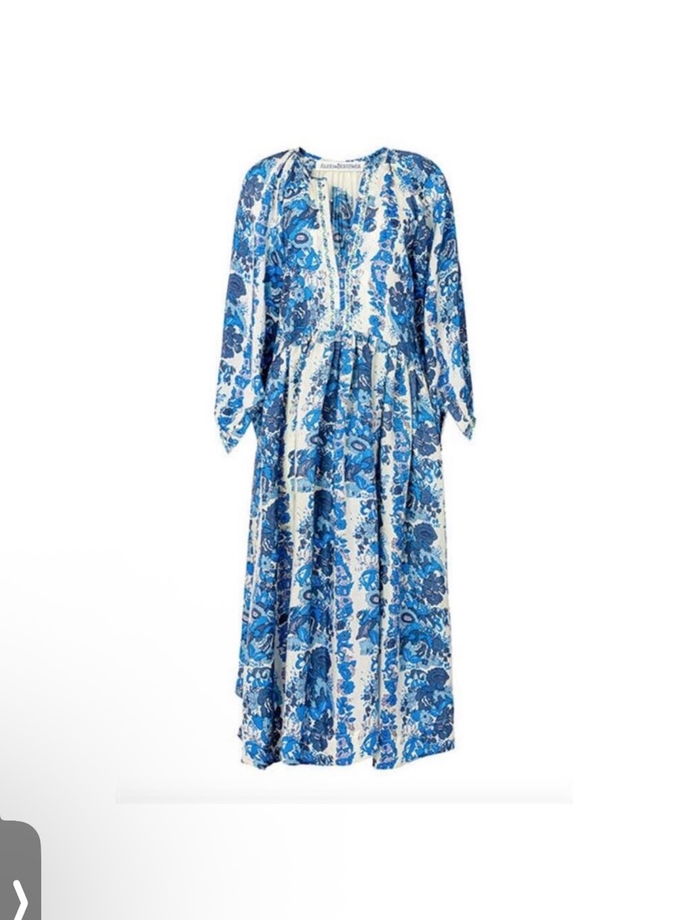 Alix Of Bohemia Blue and White Floral 100% Silk Saranna Bluebell Midi Dress NWOT
